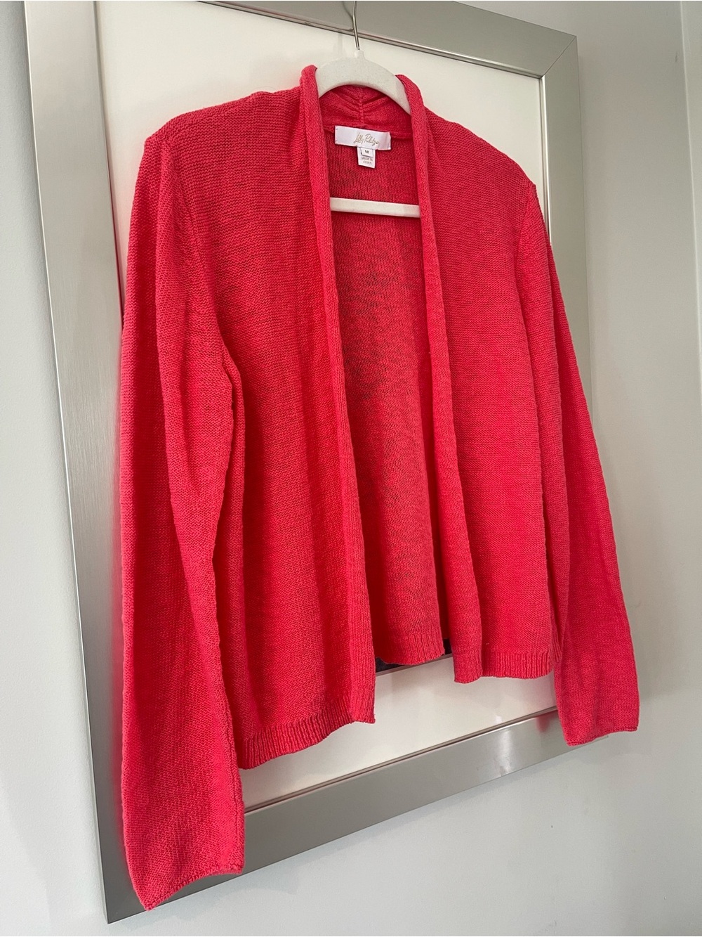 Lilly Pulitzer coral open-front sweater